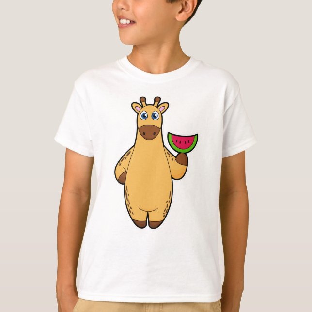 Camiseta Giraffe en comer con sandía (Anverso)