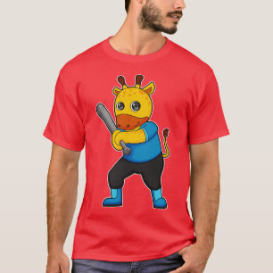 Camiseta Giraffe en el béisbol con bate de béisbol