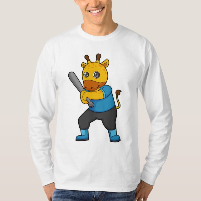Camiseta Giraffe en el béisbol con bate de béisbol (Anverso)