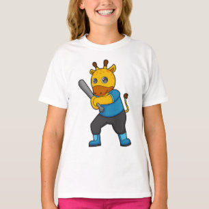 Camiseta Giraffe en el béisbol con bate de béisbol