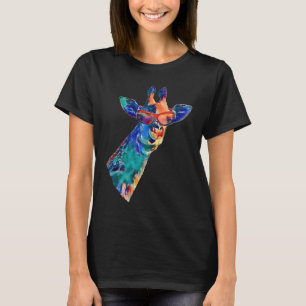Camiseta Giraffe en gafas de sol Arcoiris acuarela estilo I