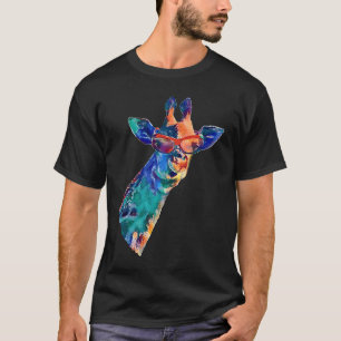 Camiseta Giraffe en gafas de sol Arcoiris acuarela estilo I