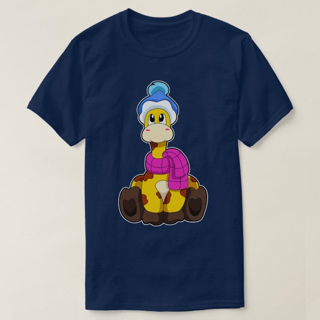 Camiseta Giraffe en invierno con Gorra de bufanda (Diseño del anverso)
