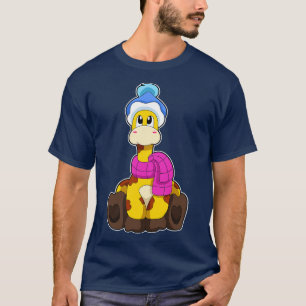Camiseta Giraffe en invierno con Gorra de bufanda