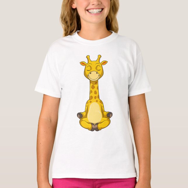 Camiseta Giraffe en la meditación del yoga (Anverso)