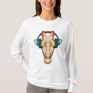 Camiseta Giraffe en la música con auriculares