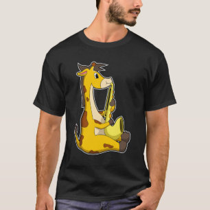Camiseta Giraffe en la música con saxofón.PNG