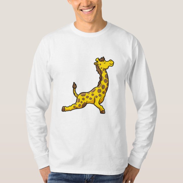 Camiseta Giraffe en los ejercicios de Stretching de Yoga en (Anverso)