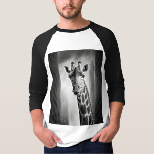 Camiseta Giraffe en un paisaje urbano