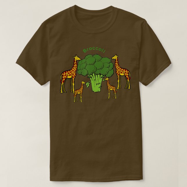 Camiseta Giraffe Familia Vegetaria Comer Broccoli (Diseño del anverso)