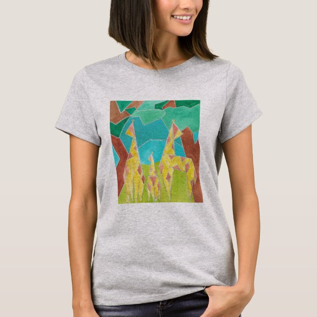 Camiseta Giraffe Family Original Abstract Art (Anverso)