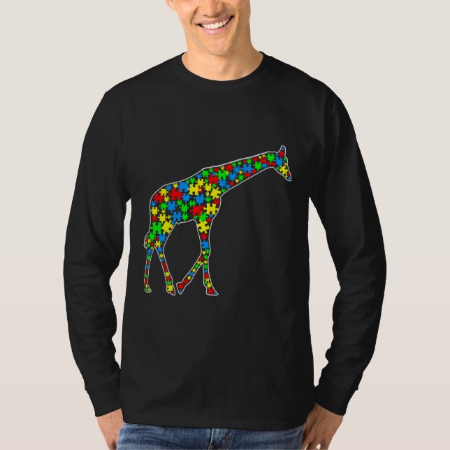 Camiseta Giraffe Funny Puzzle Animals Autism Awareness (Anverso)