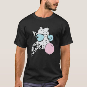 Camiseta Giraffe Gafas de Bubblegum Cute Regalo Gracioso An