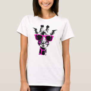 Camiseta Giraffe Gafas de sol Zoo Safari Animal salvaje Ros