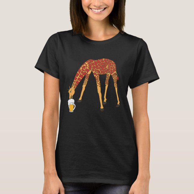 Camiseta Giraffe   Giraffe Long Neck Drinking Beer (Anverso)
