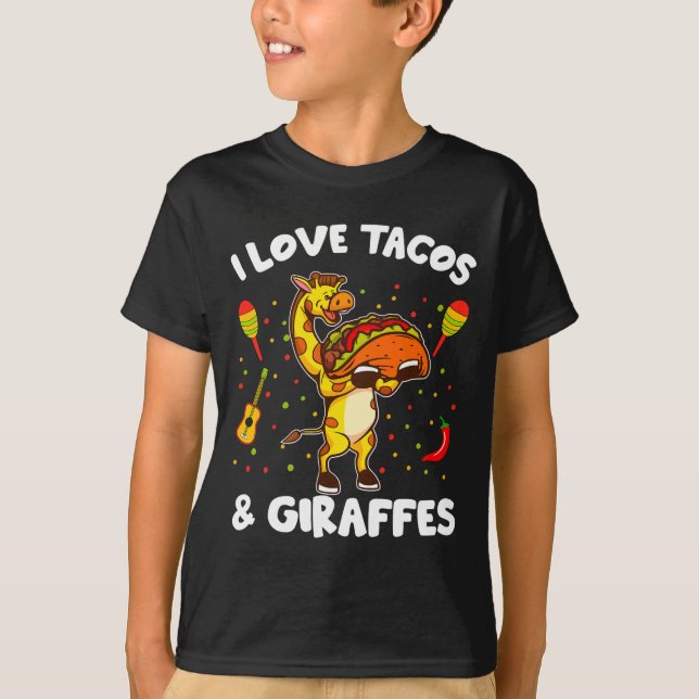 Camiseta Giraffe Giraffes I Love Tacos And Giraffes Funny G (Anverso)