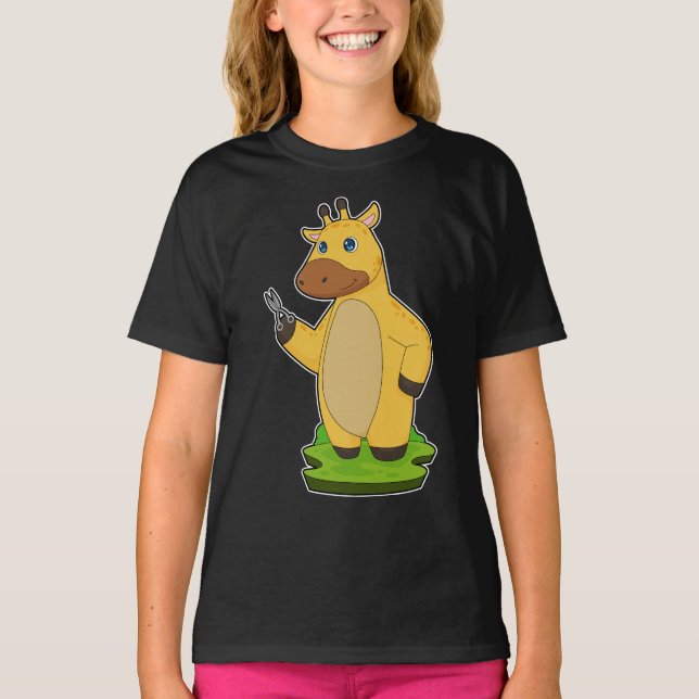 Camiseta Giraffe Hairdresser Scissors (Anverso)
