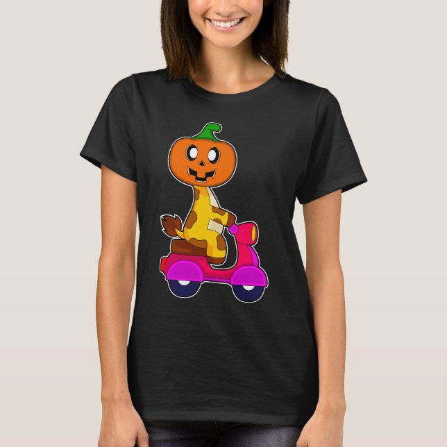 Camiseta Giraffe Halloween Calabaza Scooter (Anverso)