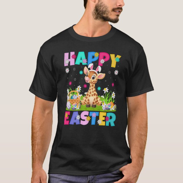 Camiseta Giraffe Happy Easter Bunny Giraffe Easter Sunday (Anverso)