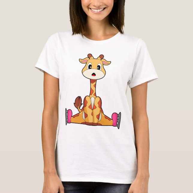 Camiseta Giraffe Ice skating Ice skates Winter sports (Anverso)