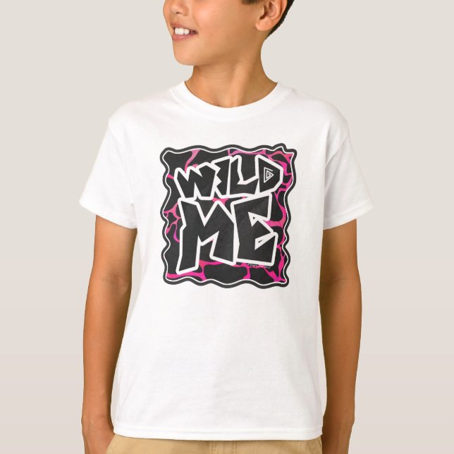 Camiseta Giraffe Impresión rosa y negra caliente (Anverso)
