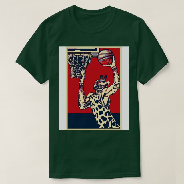 Camiseta Giraffe Jugando Baloncesto (Diseño del anverso)