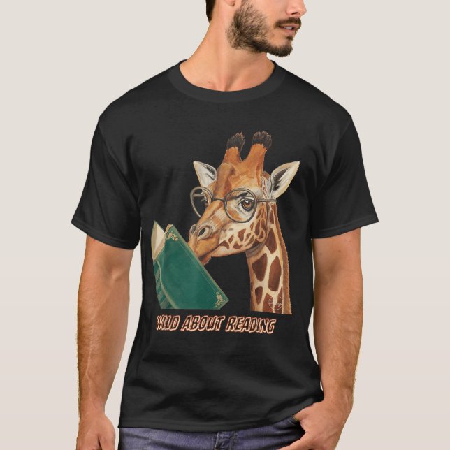 Camiseta Giraffe leyendo libro de anteojos para animales pr (Anverso)