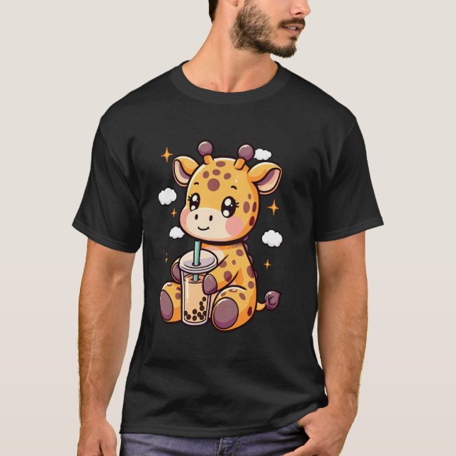 Camiseta Giraffe Lover Kawaii Giraffe Drinks Boba Tea Bubbl (Anverso)
