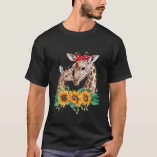Camiseta Giraffe Mom Kids Baby Animals Cute Sunflower Afric