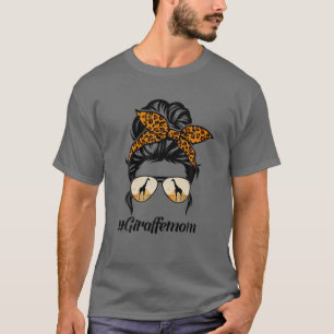 Camiseta Giraffe Mom Messy Bun Leopard Día de la Madre