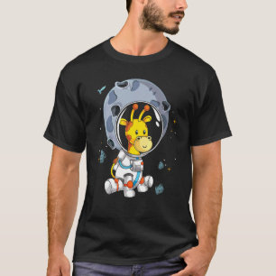 Camiseta Giraffe Moon Landing Cute Animal Space Science Ast