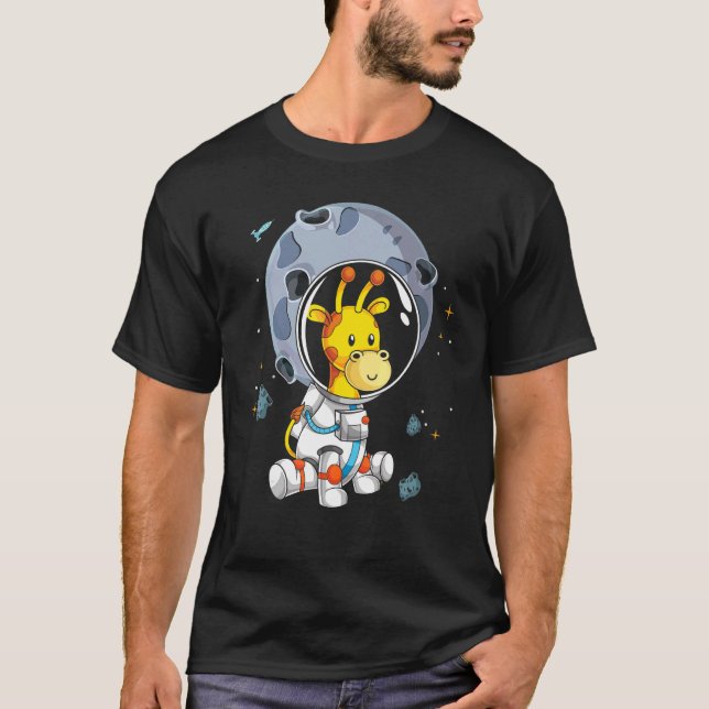Camiseta Giraffe Moon Landing Cute Animal Space Science Ast (Anverso)