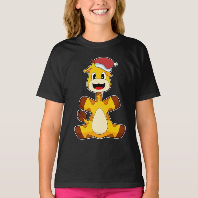 Camiseta Giraffe Navidades Santa hat (Anverso)