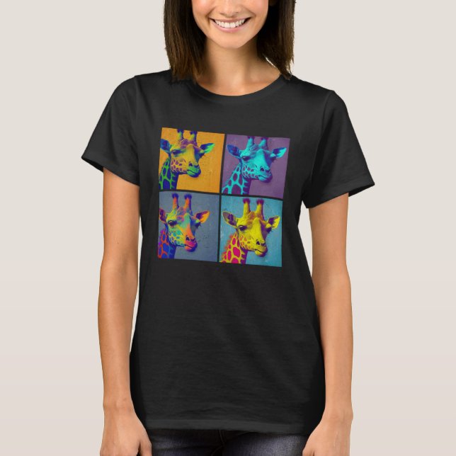 Camiseta Giraffe Pop Illustration Colorful Animal Women (Anverso)