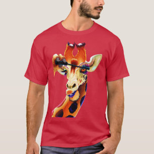 Camiseta Giraffe que aplica pestañas de cara a cara