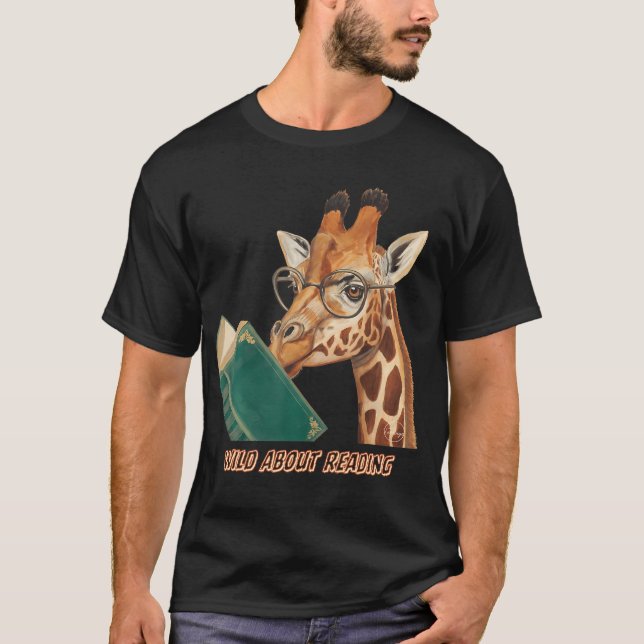 Camiseta Giraffe Reading Book Eyeglasses Animals Teachers Z (Anverso)