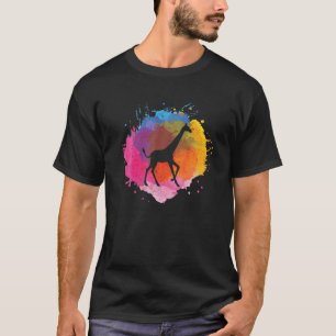 Camiseta Giraffe Retro Watercolor Splash Gift