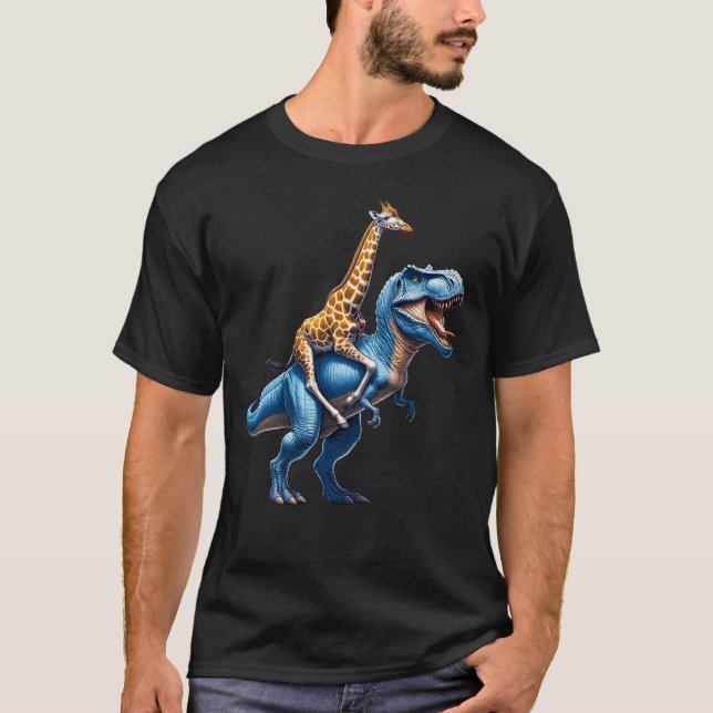 Camiseta Giraffe Riding Dinosaur Lover (Anverso)