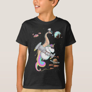 Camiseta Giraffe Riding Unicorn Plano de Fiesta espacial pi
