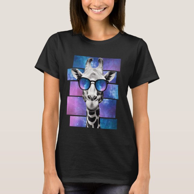 Camiseta Giraffe Space Glasses Galaxy Sungafas Meme (Anverso)