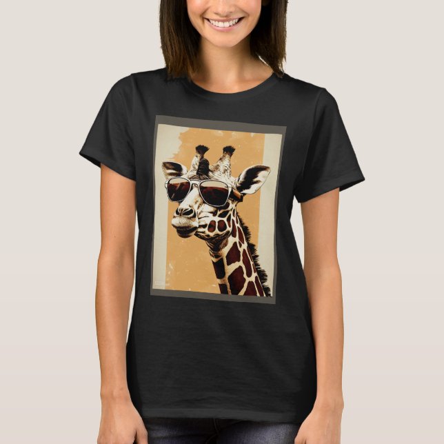 Camiseta Giraffe Sunglasses Wild Animal Africa Safari Brown (Anverso)