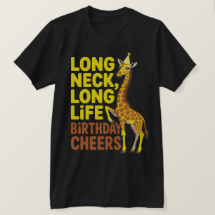 Camiseta Giraffe Tee de cumpleaños de cuello largo