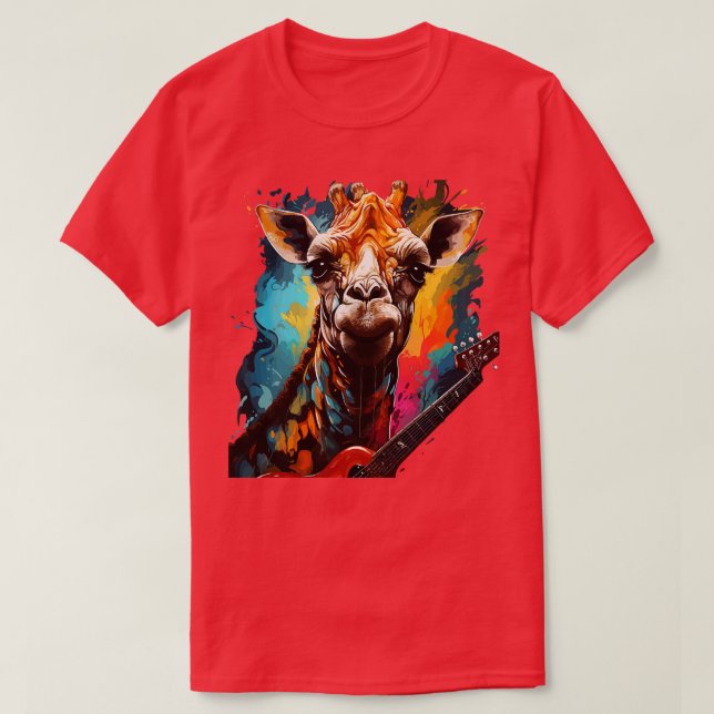 Camiseta Giraffe tocando guitarra (Diseño del anverso)