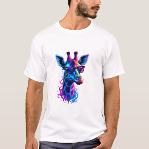 Camiseta Giraffe Usando gafas de sol Psicodelación Gra de a