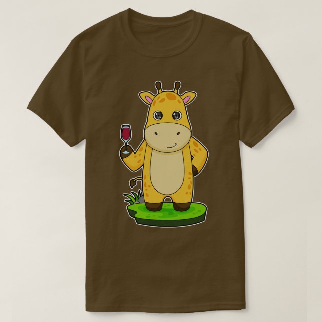 Camiseta Giraffe Vidrio del vino Rojo (Diseño del anverso)