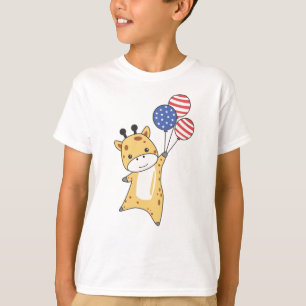 Camiseta Giraffe vuela globos EE.UU. sobre el zoológico de 