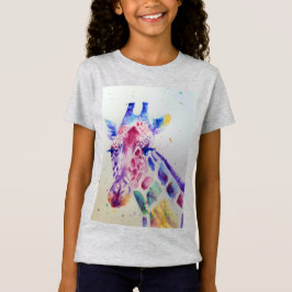 Camiseta Giraffe Whimsical acuarela Chicas grises T Shirt