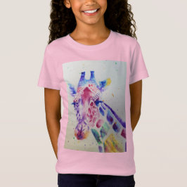 Camiseta Giraffe Whimsical Watercolor Chicas rosados Camise