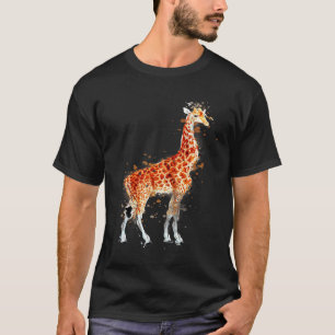 Camiseta Giraffe Wildlife Watercolor Gráfico Ar