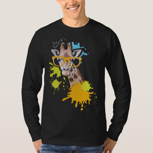 Camiseta Giraffe with Glasses I Animal  I Giraffes (Anverso)